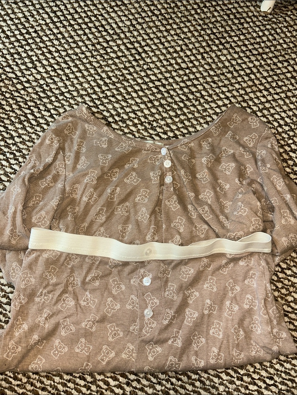 Women's Tan teddy bear sleep set (shorts and long sleeve)